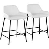 Daniella 24" Counter Stool in White Leatherette & Black Metal (Set of 2)